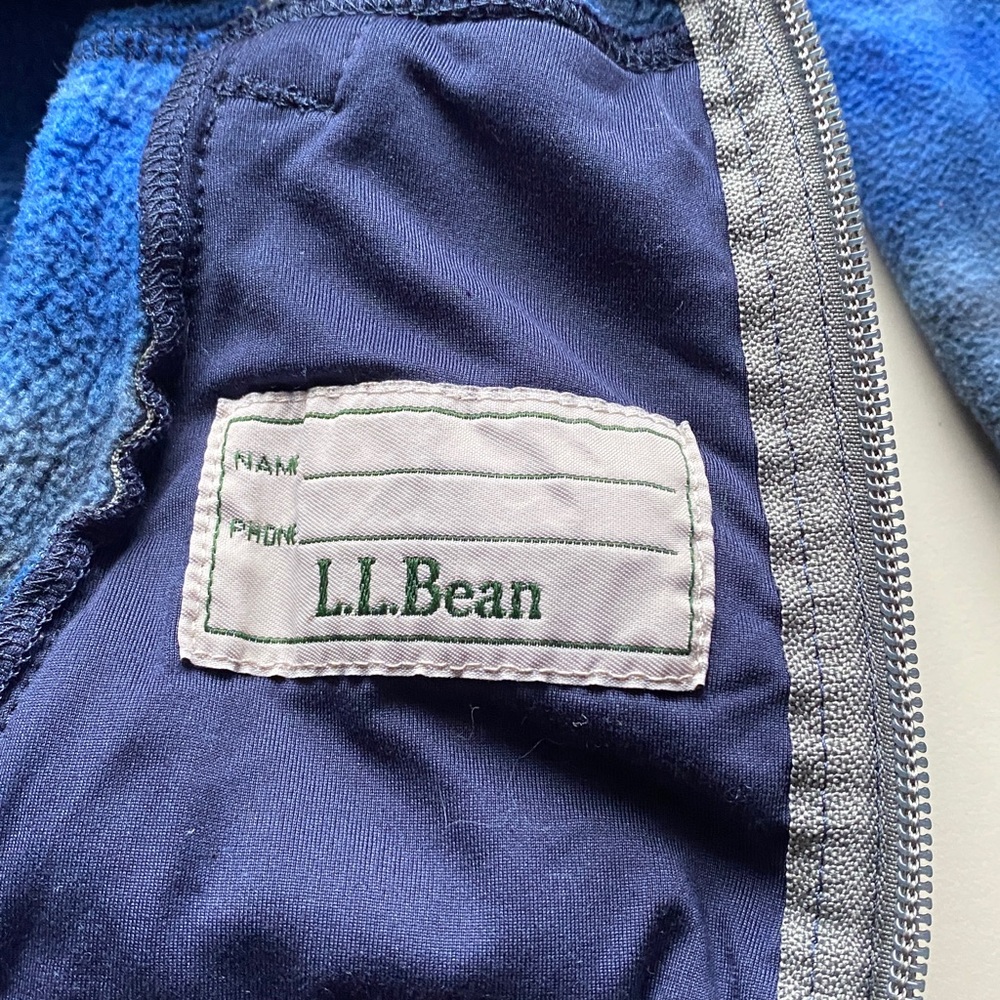 L.L. Bean Kids Striped Blue Fleece Hoodie - Picture 3 of 4